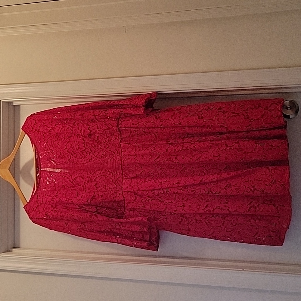 LANE BRYANT Red Lace Dress with Bell 3/4 Sleeves - new with tags